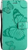 Realme 8 Pro Hoesje - Mobigear - Butterfly Serie - Kunstlederen Bookcase - Turquoise - Hoesje Geschikt Voor Realme 8 Pro