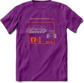 KV-1 Heavy tank leger T-Shirt | Unisex Army Tank Kleding | Dames / Heren Tanks ww2 shirt | Blueprint | Grappig bouwpakket Cadeau - Paars - XXL