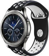 Siliconen Smartwatch bandje - Geschikt voor  Samsung Gear S3 sport band - zwart/wit - Strap-it Horlogeband / Polsband / Armband