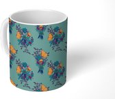 Mok - Koffiemok - Patronen - Bloemen - Blauw - Mokken - 350 ML - Beker - Koffiemokken - Theemok
