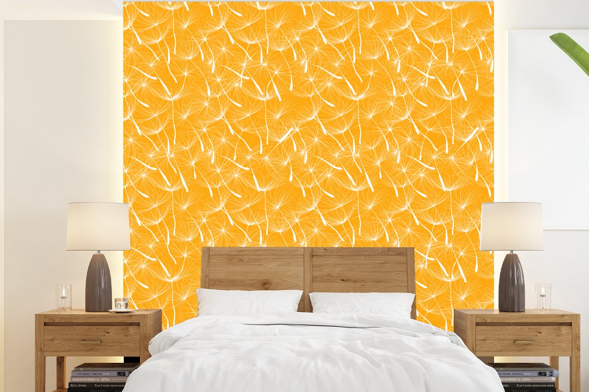 Behang - Fotobehang Paardenbloem - Oranje - Bloemen - Zomer - Breedte 240 cm x hoogte 260 cm