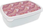 Boîte à Pain Wit - Lunch Box - Boîte à Pain - Meiden - Ressorts - Rose - Motifs - Fille - Kids - Enfants - 18x12x6 cm - Adultes