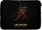 Housse pour ordinateur portable 13 pouces - Lelystad - Plan de la ville - Or - Carte - Carte - Housse pour ordinateur portable - Dimensions intérieures 32x22,5 cm