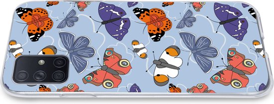 Coque Samsung Galaxy A51 - Filles - Papillon - Oranje - Motifs - Fille - Kids - Enfants - Meiden - Coque de téléphone en Siliconen