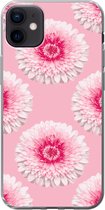 Geschikt voor iPhone 12 mini hoesje - Meiden - Bloem - Roze - Patronen - Girl - Kids - Kinderen - Siliconen Telefoonhoesje