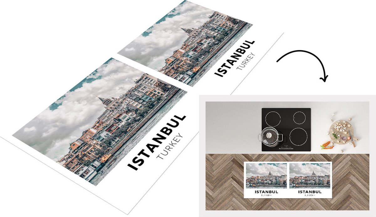KitchenYeah Keukenloper - Loper keuken - Turkije - Istanbul - Architectuur - 120x50 cm - Keukenloper vinyl Multicolor