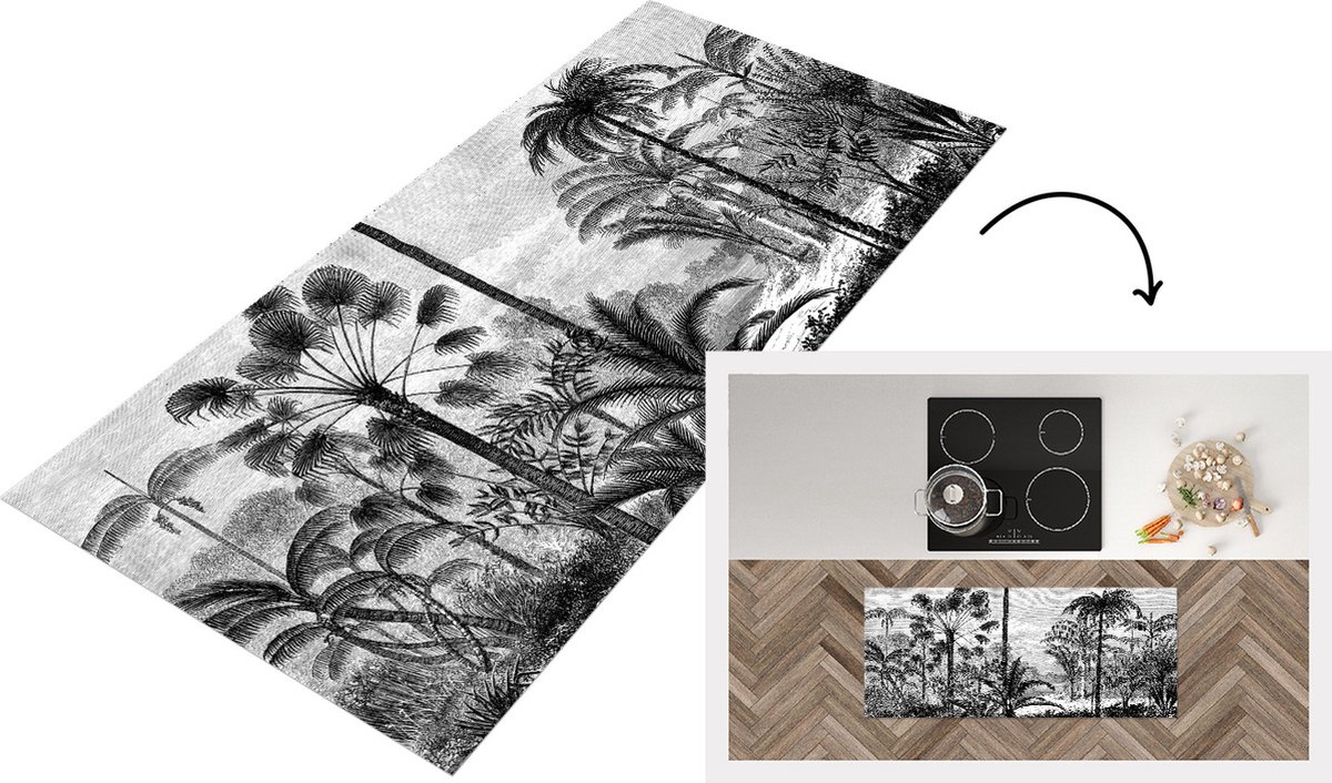 KitchenYeah Keukenloper - Loper keuken - Jungle - Design - Natuur - 120x50 cm - Keukenloper vinyl Multicolor