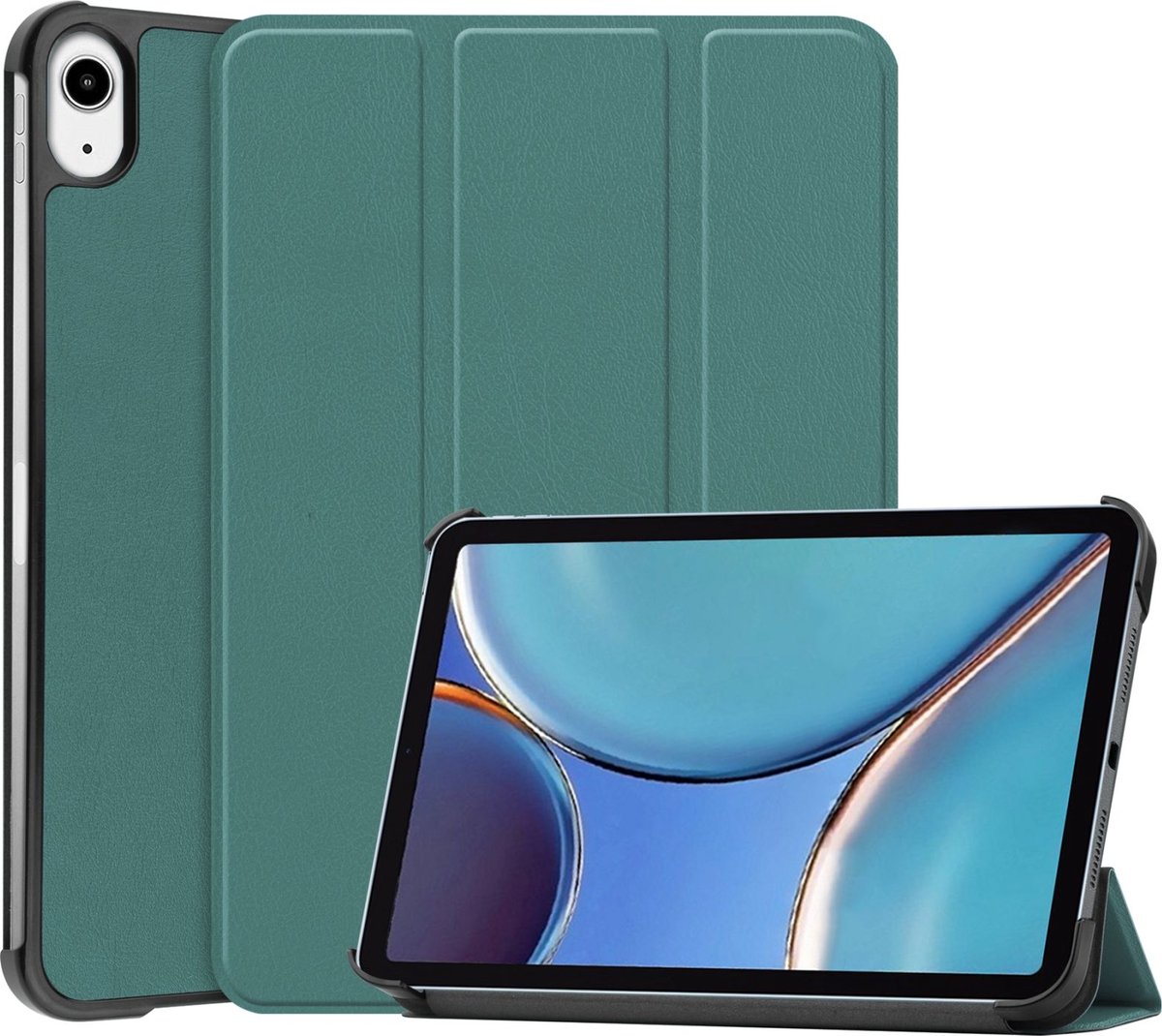 Mobigear Tablethoes geschikt voor Apple iPad Mini 6 (2021) Hoes | Mobigear Tri-Fold Bookcase - Groen