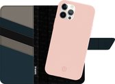 Valenta Snap Luxe Telefoonhoesje geschikt voor Apple iPhone 12 Pro Hoesje Uitneembare 2in1 Bookcase Portemonnee - Zwart / Roze