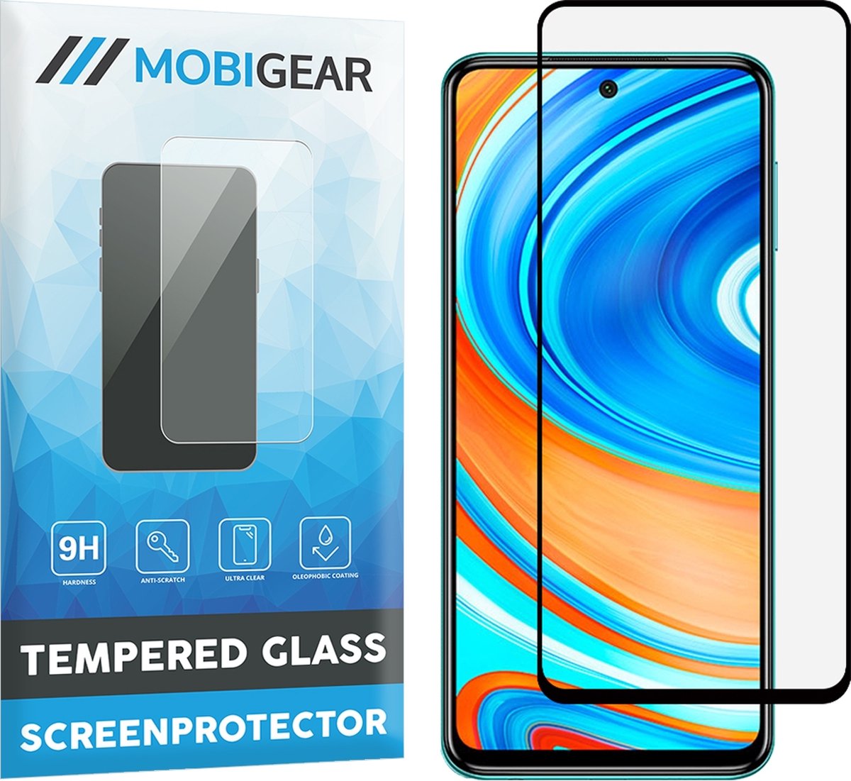 Mobigear Screenprotector geschikt voor Xiaomi Redmi Note 9 Pro Glazen | Mobigear Premium Screenprotector - Case Friendly - Zwart