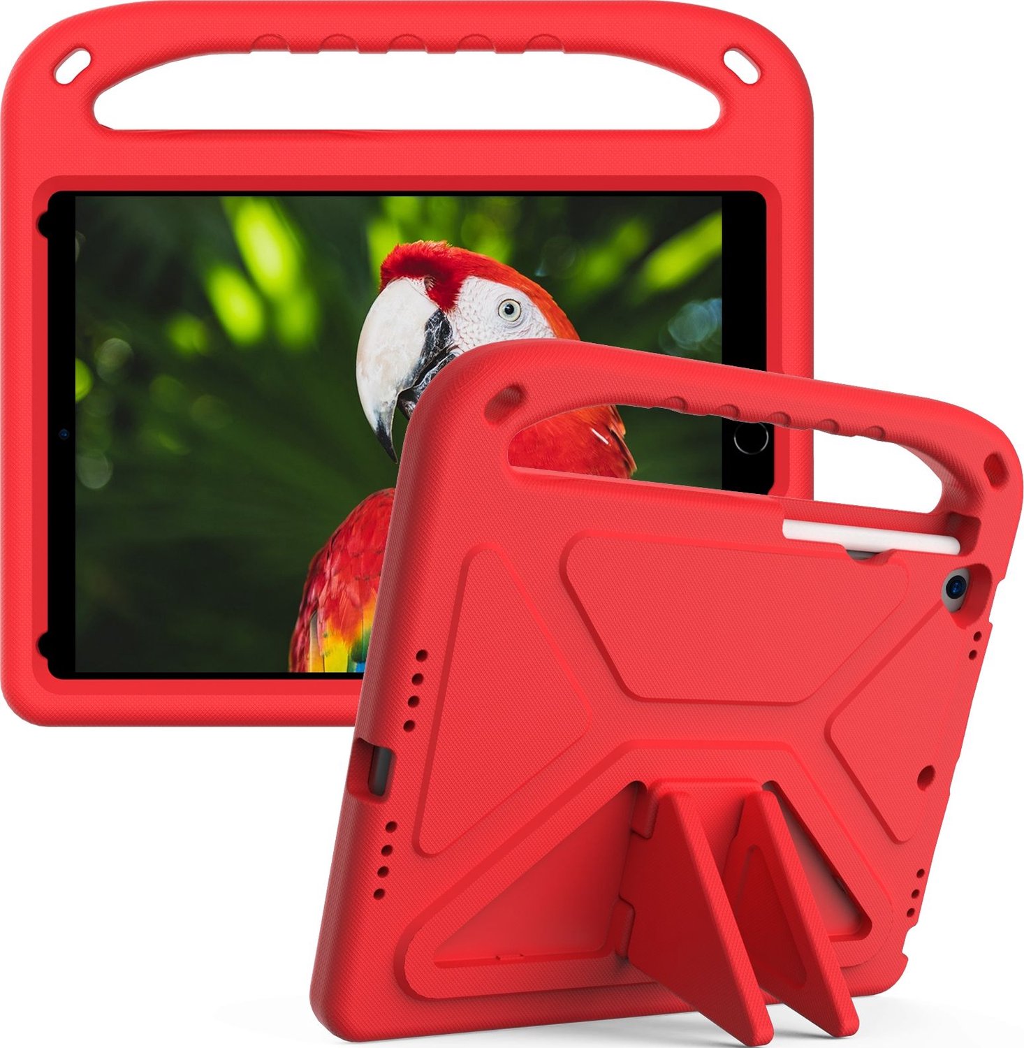 Mobigear AeroArmor Tablethoes geschikt voor Apple iPad 9 (2021) Kinder Tablethoes met Handvat - Rood