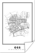 Poster Kaart – Plattegrond – Stadskaart – Oss – Nederland – Zwart Wit - 60x90 cm