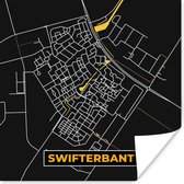 Affiche Swifterbant - Black and Gold et Or - Plan de la ville - Plan d'étage - Carte - 75x75 cm