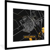 Fotolijst incl. Poster - Wolvega - Black and Gold - Stadskaart - Plattegrond - Kaart - 40x40 cm - Posterlijst