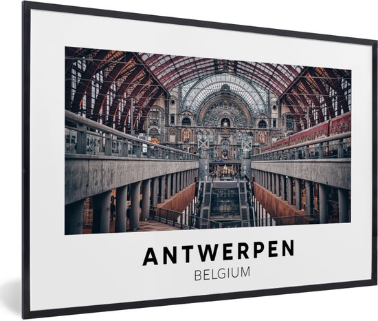 Fotolijst incl. Poster - Antwerpen - België - Architectuur - 120x80 cm - Posterlijst