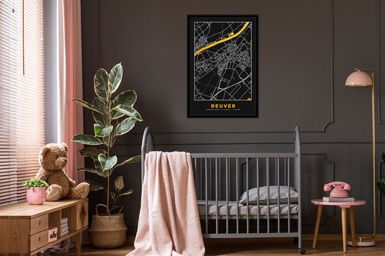 Cadre photo avec affiche - Reuver - Carte - Or - Carte - Plan de la ville - 80x120 cm - Cadre pour affiche