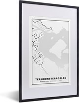 Fotolijst incl. Poster - Friesland - Kaart - Terhornsterpoelen - Stadskaart - Plattegrond - 40x60 cm - Posterlijst