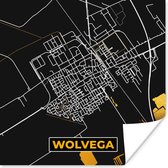 Poster Wolvega - Black and Gold - Stadskaart - Plattegrond - Kaart - 100x100 cm XXL