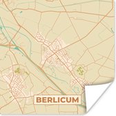 Poster Berlicum - Vintage - Stadskaart - Plattegrond - Kaart - 50x50 cm
