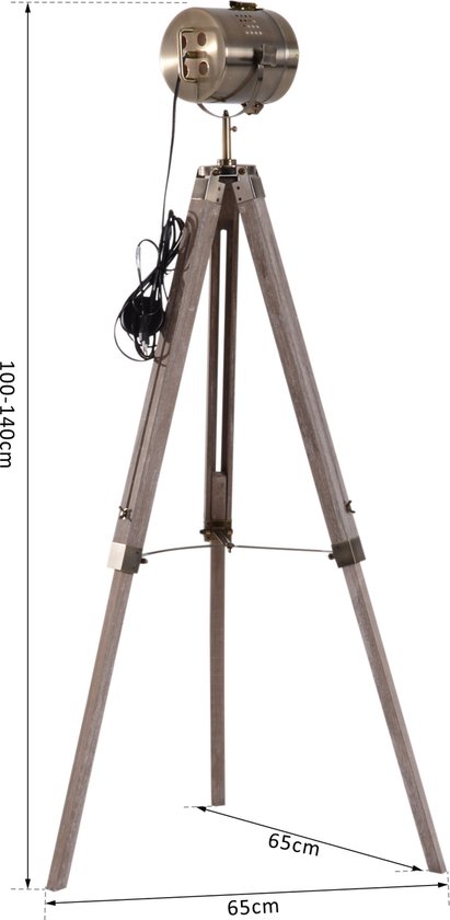 HOMCOM vloerlamp, moderne staande lamp, E27 fitting, energiezuinig