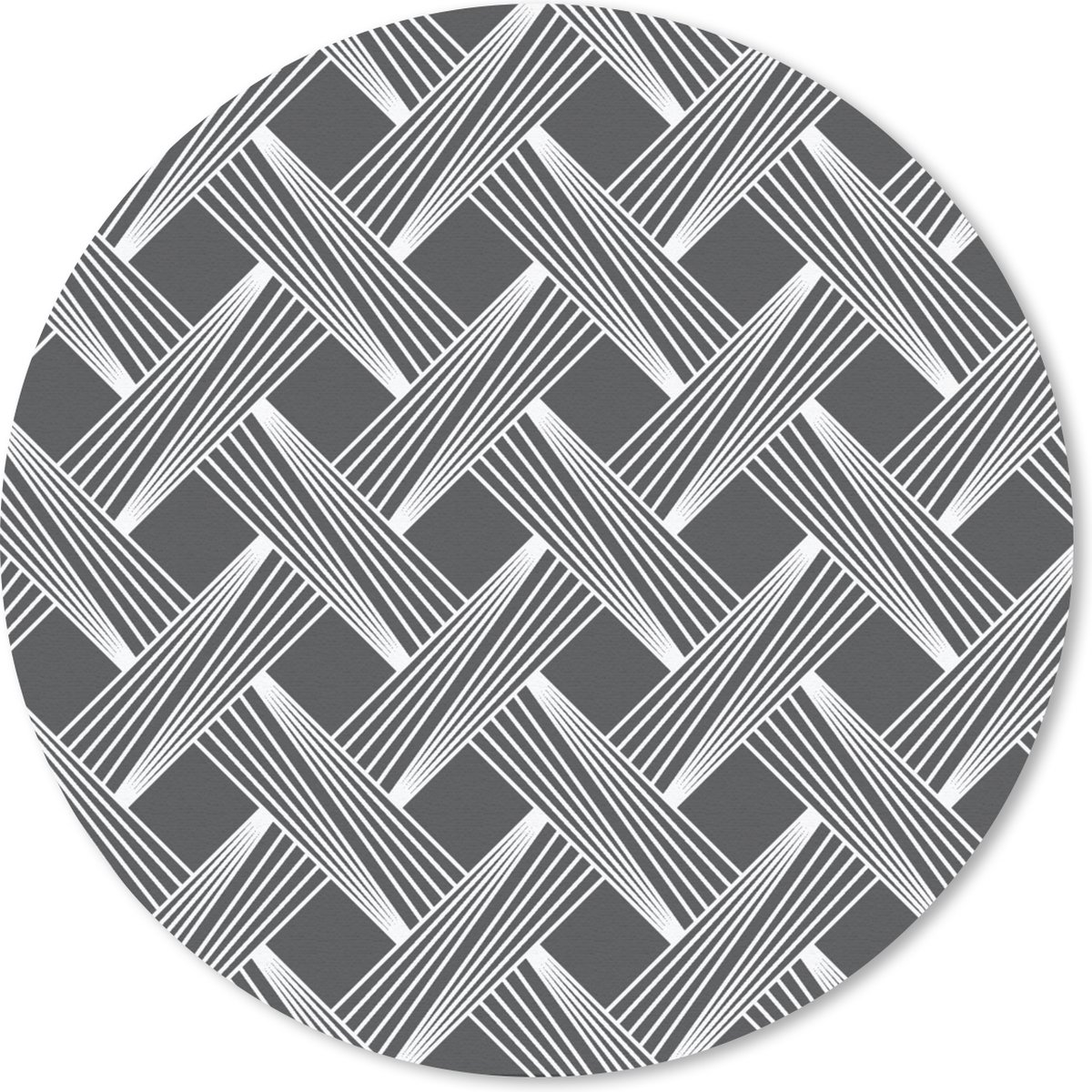 Muismat rond 30x30 cm - Mousepad Patroon - Grijs - Geometrisch - Ronde muismatten
