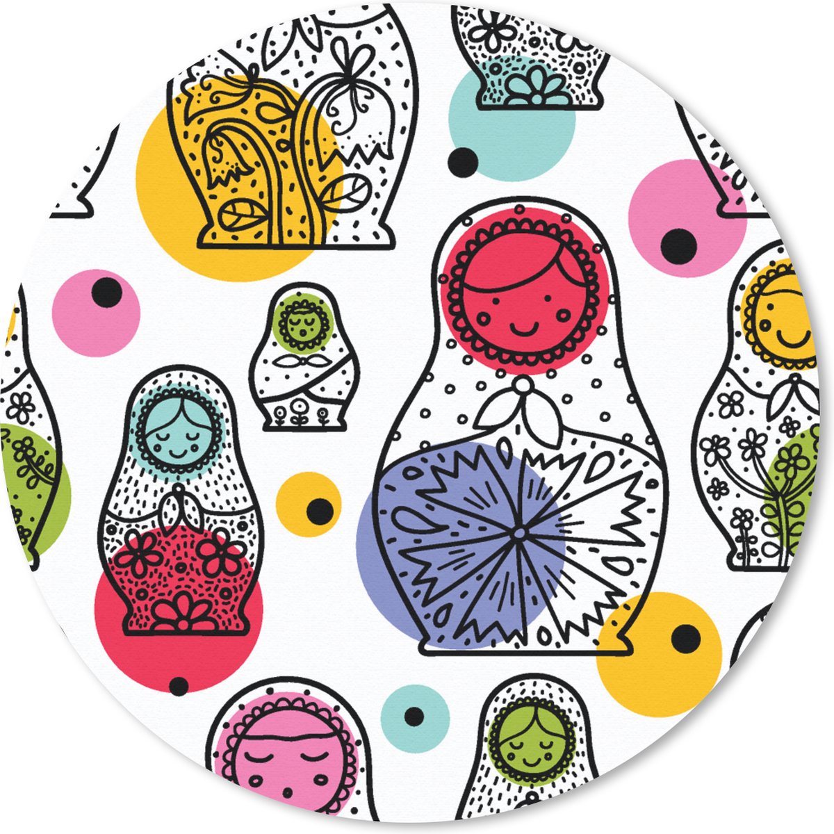 Muismat rond 20x20 cm - Mousepad Matroesjka - Patronen - Baby - Ronde muismatten