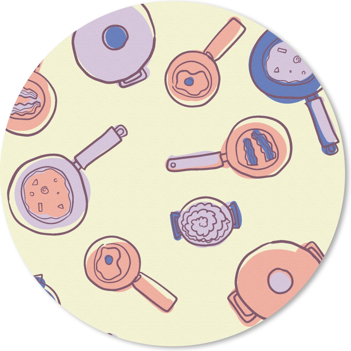 Muismat rond 50x50 cm - Mousepad Pan - Jaren 50 - Patroon - Ronde muismatten