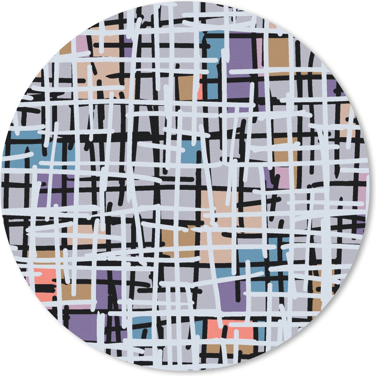 Muismat rond 40x40 cm - Mousepad Lijn - Abstract - Patronen - Ronde muismatten