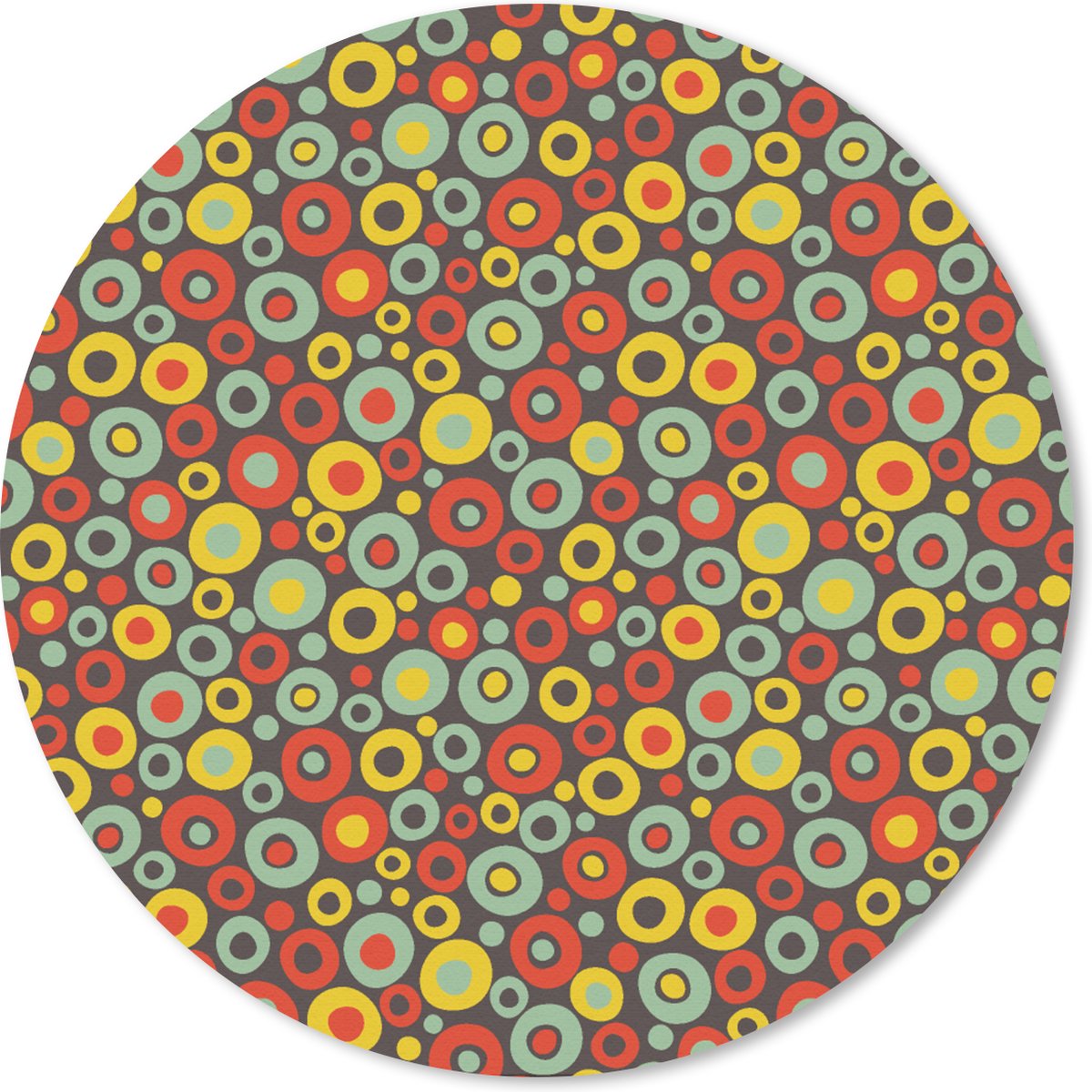 Muismat rond 20x20 cm - Mousepad Patroon - Jaren 70 - Retro - Bubbel - Ronde muismatten