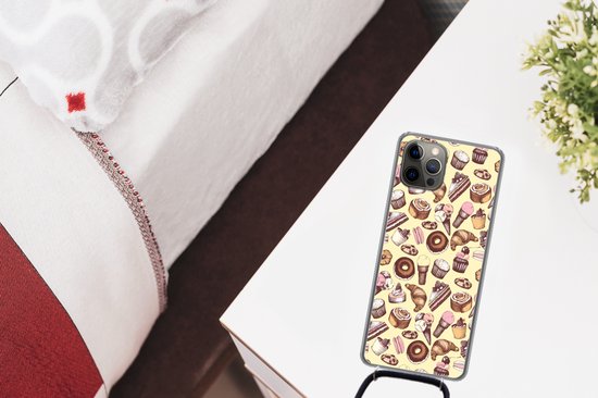 Coque avec cordon iPhone 13 Pro - Fille - Nourriture - Gâteau - Motifs - Fille - Kids - Enfants - Meiden - Siliconen - Bandoulière - Coque arrière avec cordon - Coque pour téléphone avec cordon - Coque avec corde