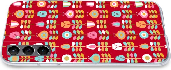 Coque Samsung Galaxy S21 Plus - Motifs - Fleurs - Rétro - Rouge - Étui de téléphone en Siliconen