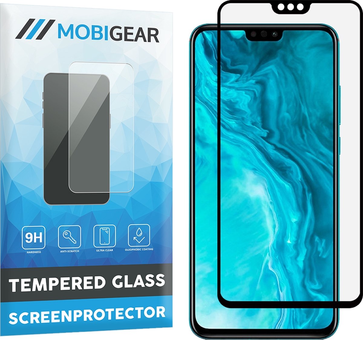 Mobigear Screenprotector geschikt voor HONOR 9X Lite Glazen | Mobigear Premium Screenprotector - Case Friendly - Zwart