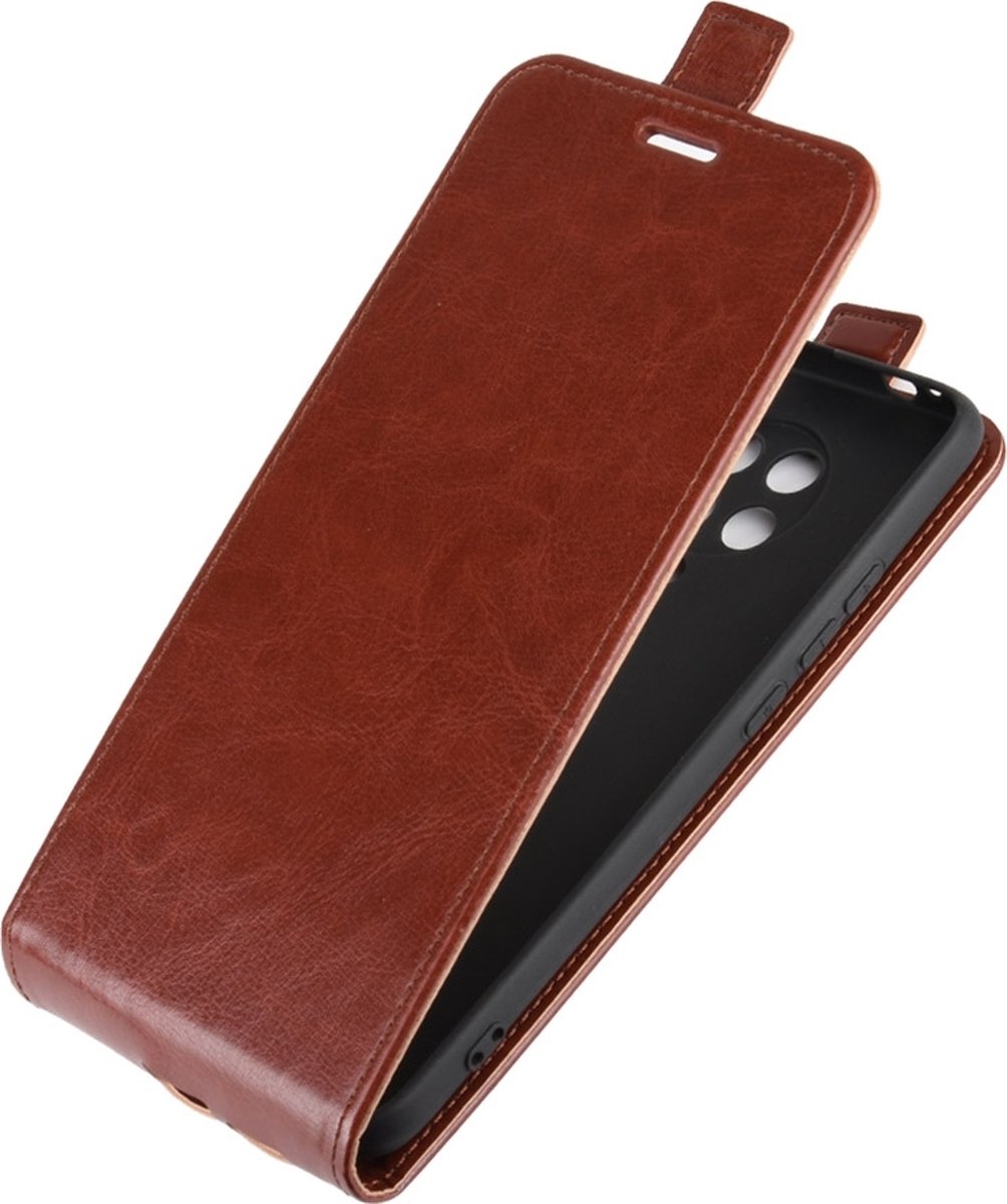 Mobigear Telefoonhoesje geschikt voor POCO F2 Pro Hoesje | Mobigear Flipcase | Pasjeshouder voor 1 Pasje | Telefoonhoesje voor Pinpas / OV Kaart / Rijbewijs - Bruin