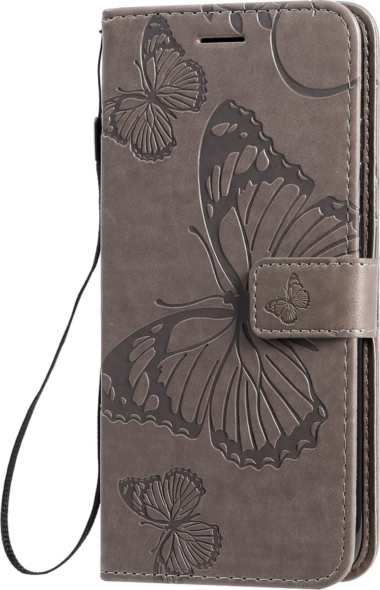 Mobigear Telefoonhoesje geschikt voor Xiaomi Redmi Note 8T Hoesje | Mobigear Butterfly Bookcase Portemonnee | Pasjeshouder voor 2 Pasjes | Telefoonhoesje voor Pinpas / OV Kaart / Rijbewijs - Grijs