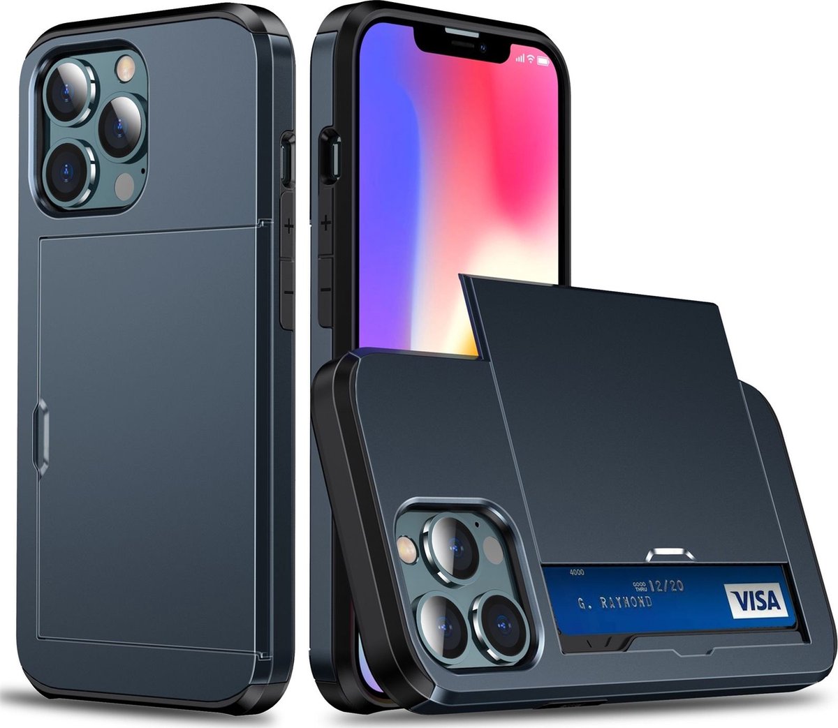 Mobigear Hoesje geschikt voor Apple iPhone 13 Pro Max Telefoonhoesje met Kaarthouder Hardcase | Mobigear Card Backcover Shockproof met Pasjeshouder | Kaarthouder voor 2 Pasjes | Hoesje voor Pinpas / OV Kaart / Rijbewijs | Schokbestendig iPhone 13 Pro