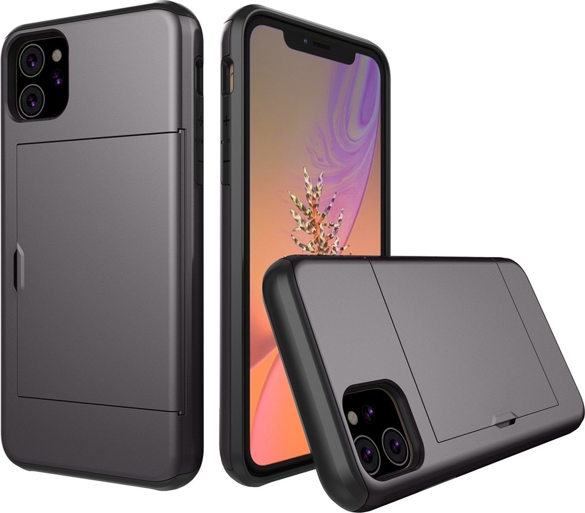 Mobigear Hoesje geschikt voor Apple iPhone 11 Telefoonhoesje met Kaarthouder Hardcase | Mobigear Card Backcover Shockproof met Pasjeshouder | Kaarthouder voor 2 Pasjes | Hoesje voor Pinpas / OV Kaart / Rijbewijs | Schokbestendig iPhone 11