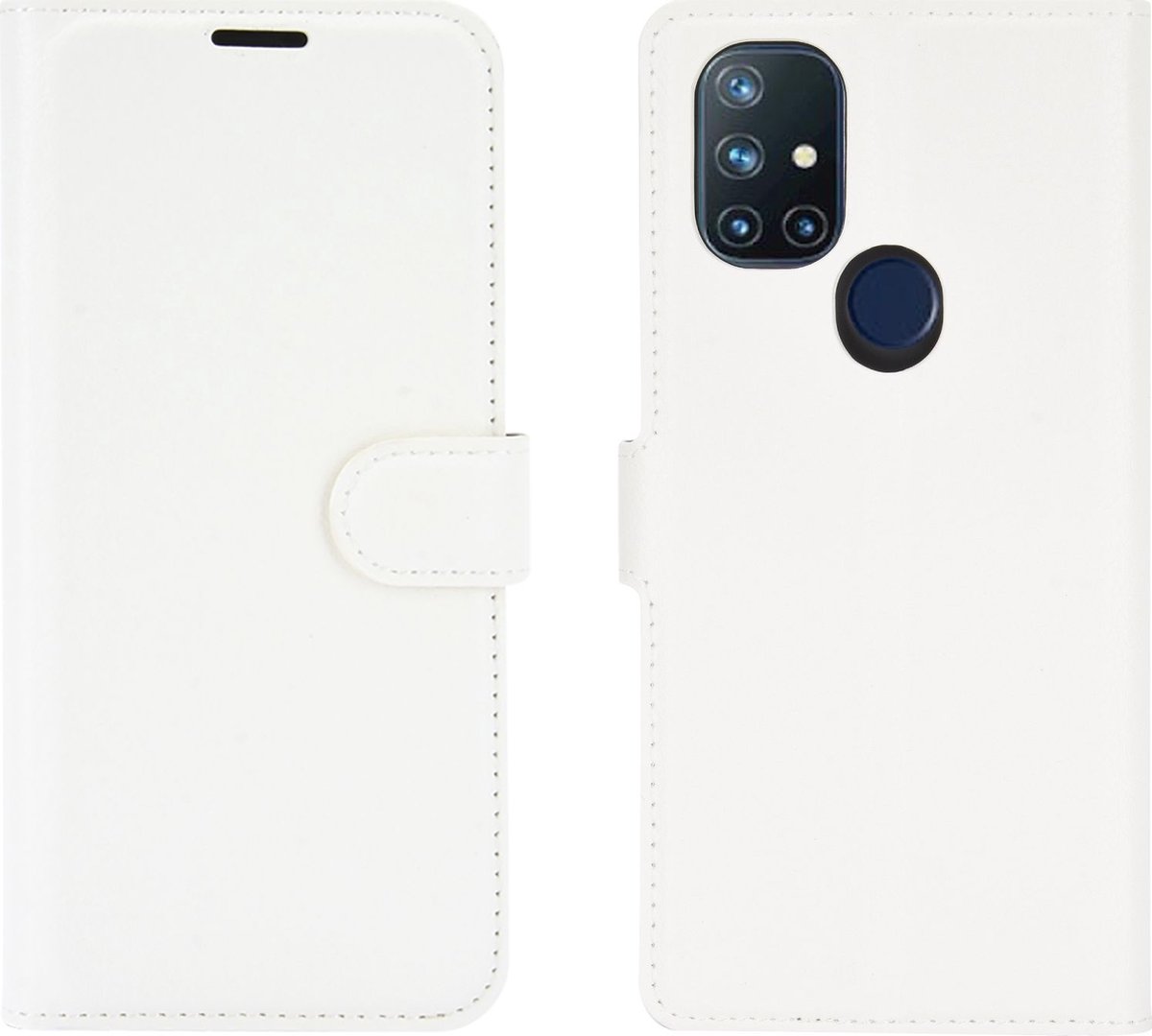 Mobigear Telefoonhoesje geschikt voor OnePlus Nord N10 5G Hoesje | Mobigear Classic Bookcase Portemonnee | Pasjeshouder voor 3 Pasjes | Telefoonhoesje voor Pinpas / OV Kaart / Rijbewijs - Wit