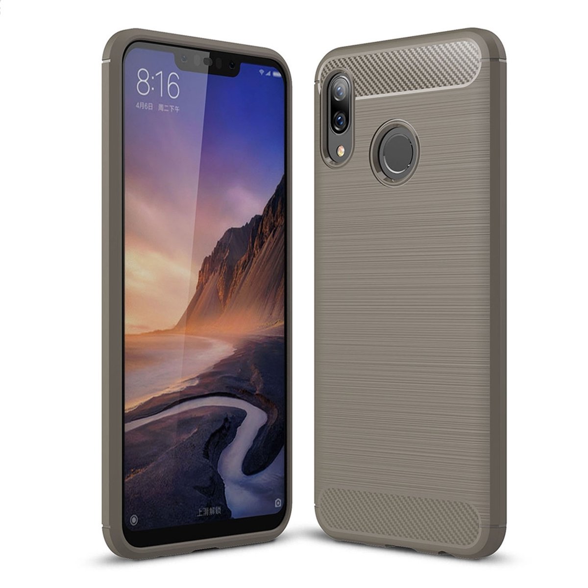 Mobigear Hoesje geschikt voor Huawei Nova 3 Telefoonhoesje Flexibel TPU | Mobigear Brushed Slim Backcover | Nova 3 Case | Back Cover - Grijs