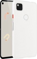 Mobigear Hoesje geschikt voor Google Pixel 4a Telefoonhoesje Hardcase | Mobigear Croco Backcover | Pixel 4a Case | Back Cover - Wit