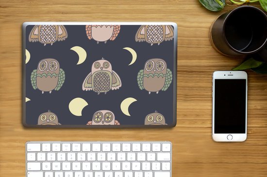 Sticker ordinateur portable - 14 pouces - Hibou - Motifs - Lune