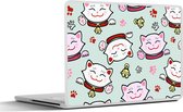 Laptop sticker - 10.1 inch - Kat - Huisdieren - Patroon - 25x18cm - Laptopstickers - Laptop skin - Cover