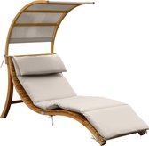 AXI chaise longue de jardin Salina en bois - Lit de jardin avec toit & coussin pour le jardin - Bain de soleil individuelle avec toit solaire résistant aux intempéries en beige