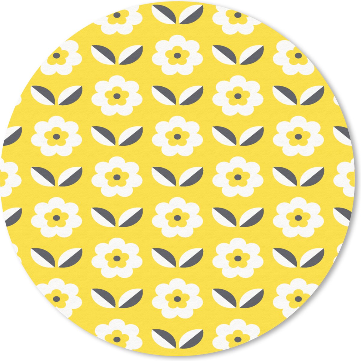 Muismat rond 20x20 cm - Mousepad Bloem - Geel - Patronen - Zomer - Ronde muismatten