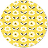 Muismat rond 20x20 cm - Mousepad Bloem - Geel - Patronen - Zomer - Ronde muismatten