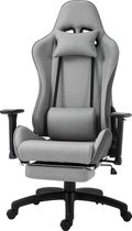 Bol.com Vinsetto Bureaustoel bureaustoel met verstelbaar lendenkussen linnen stof grijs 921-300 aanbieding