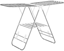 HOMCOM Inklapbaar wasrek, roestvrij staal, kunststof, zilver, wit 850-121