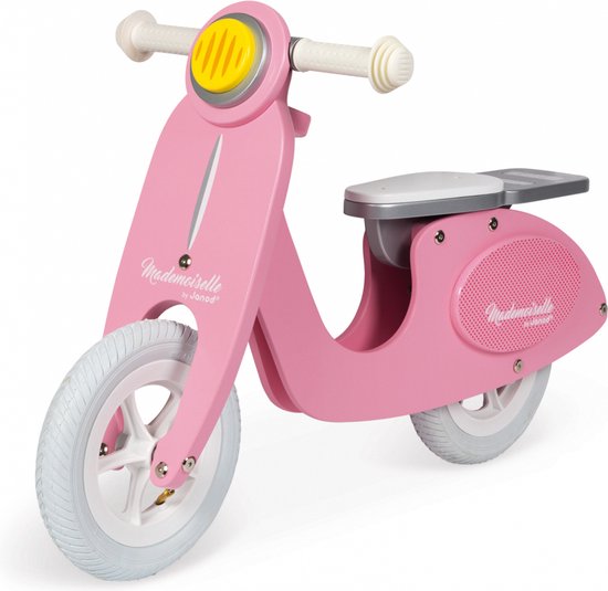 Product: Janod - Roze Scooter Mademoiselle - Houten loopfiets, van het merk Janod