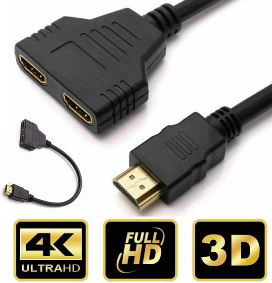 Câble répartiteur HDMI 4K HD Adaptateur 1 entrée mâle X 2 sorties