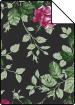Proefstaal Origin Wallcoverings behang rozen zwart en roze - 326140 - 26,5 x 21 cm