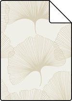 Proefstaal Origin Wallcoverings behang ginkgo bladeren beige en goud - 347730 - 26,5 x 21 cm